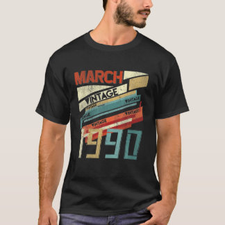 T-shirt Né En Mars 1990 300E Ans Retro Vintage B