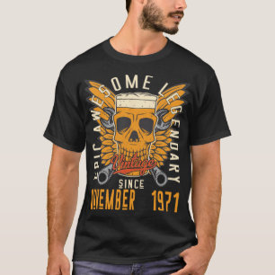 T-shirt Né en novembre 1971 anniversaire vintage
