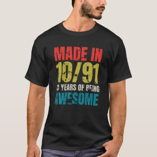T-shirt Né En Octobre 1991. 30 Ans D'Être Impressionnant V