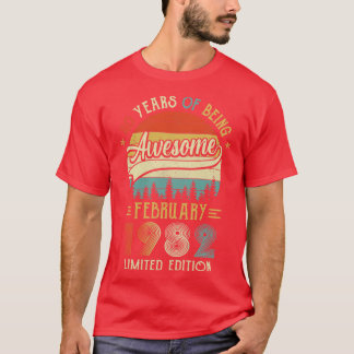 T-shirt Né Février 1982 40e Anniversaire Fabriqué En 1982