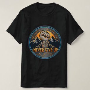 T-shirt Ne jamais abandonner Poing et Montagne Inspirants