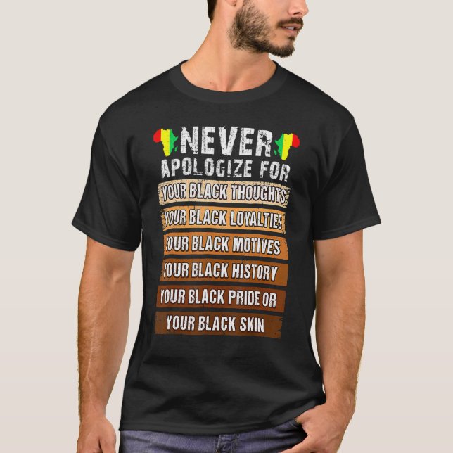 T-shirt Ne jamais rétro s'excuser de l'histoire noire Mela (Devant)