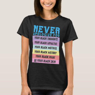 T-shirt Ne jamais s'excuser Mois de l'histoire des Noirs B