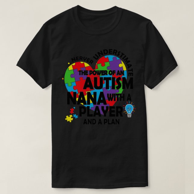 T-shirt Ne jamais sous-estimer le pouvoir de l'autisme Jou (Design devant)