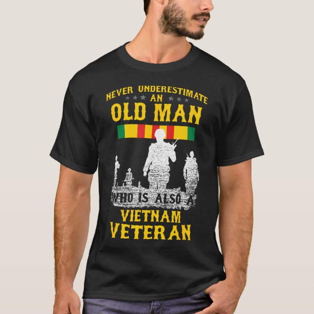 T-shirt Ne jamais sous-estimer un vieil homme vétéran du V (Devant)