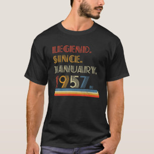 T-shirt Né Janvier 1957 Légende Depuis Janvier 1957 65 Yea