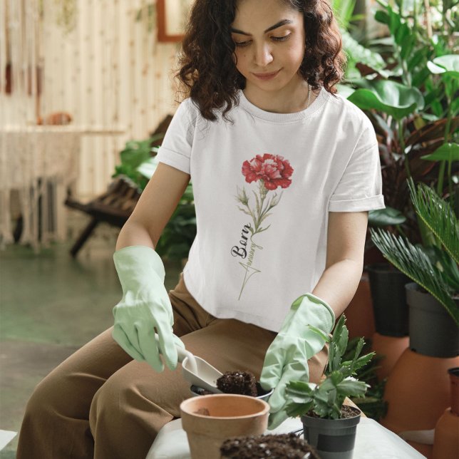 T-shirt Né Janvier carnation minimaliste et élégant (Créateur téléchargé)