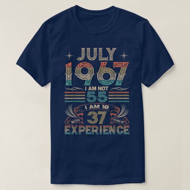 T-shirt Né Juillet 1967 55e anniversaire Fabriqué en 1967  (Design devant)