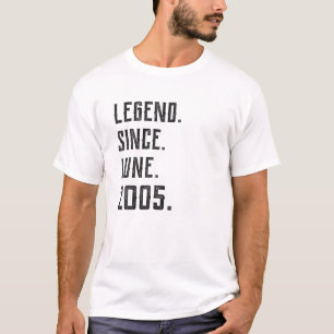 T-shirt Né Juin 2005 Légende depuis 2005 16 Ans