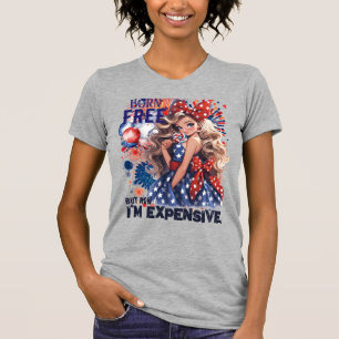 T-shirt Né libre mais maintenant je suis cher-rétro douce