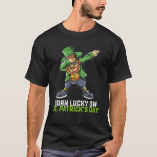 T-shirt Né Lucky Sur St Patrick's Day Dabbing Birthday