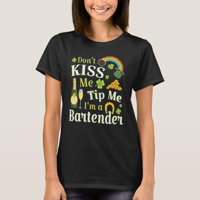 T-shirt Ne me baise pas Astuce-moi Je suis un barman Rainb (Devant)