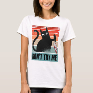 T-shirt Ne m'essayez pas, Moody Cat avec un couteau Invita