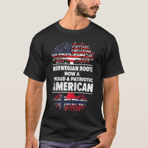 T-shirt Né Norvégien Norvège Américaine Etats-Unis Citoyen