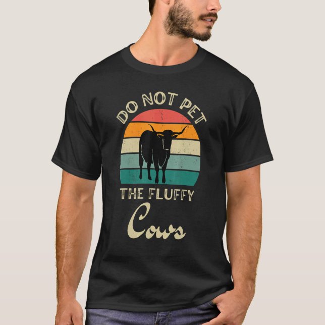 T-shirt Ne Pas Animer Les Vaches Fluffy Retro Texas Longho (Devant)