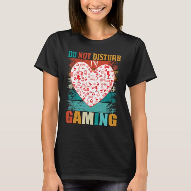 T-shirt Ne pas déranger Jeux Coeur Joystick Retro Gambler (Devant)