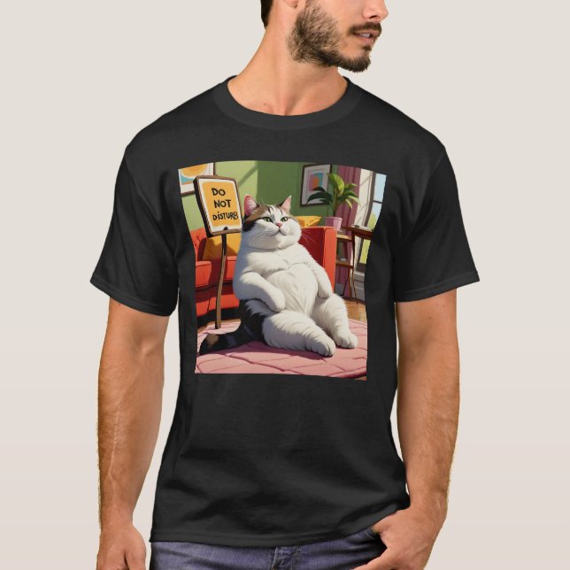 T-shirt Ne pas déranger le gros chat amusant (Devant)