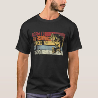 T-shirt Né pour aller pêcher le bar poisson pêcheur garçon