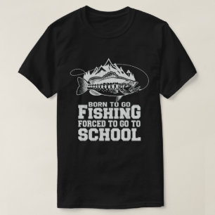T-shirt Né Pour Aller Pêcher Obligé D'Aller À L'École Fish