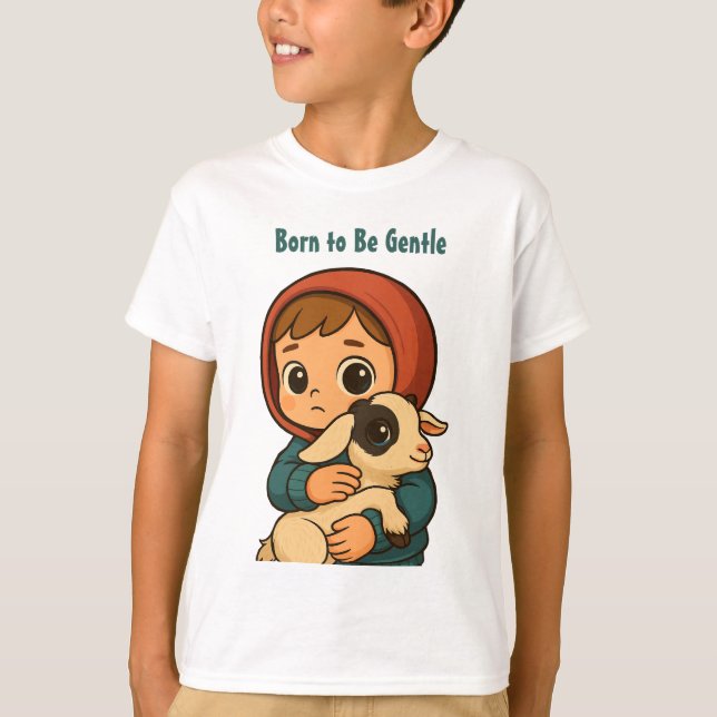 T-shirt Né pour être doux" Jote Illustration enfant & agne (Devant)