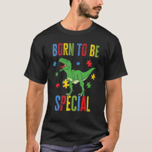 T-shirt Né pour être spécial Trex Puzzle Dino Boys Autisme