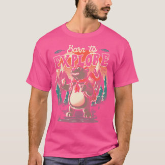 T-shirt Né Pour Explorer La Cute Ours Camper Cadeau
