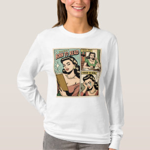 T-shirt Né Pour Lire La Chemise Bookish Comic Book Retro