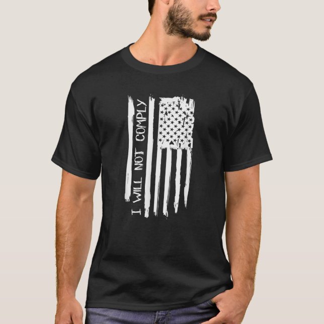 T-shirt Ne se conformera pas Shirt US Drapeau Je ne me con (Devant)