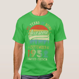 T-shirt Né Septembre 1952 70ème Anniversaire Fabriqué En 1