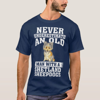 T-shirt Ne sous-estimez jamais un vieil homme aux moutons 