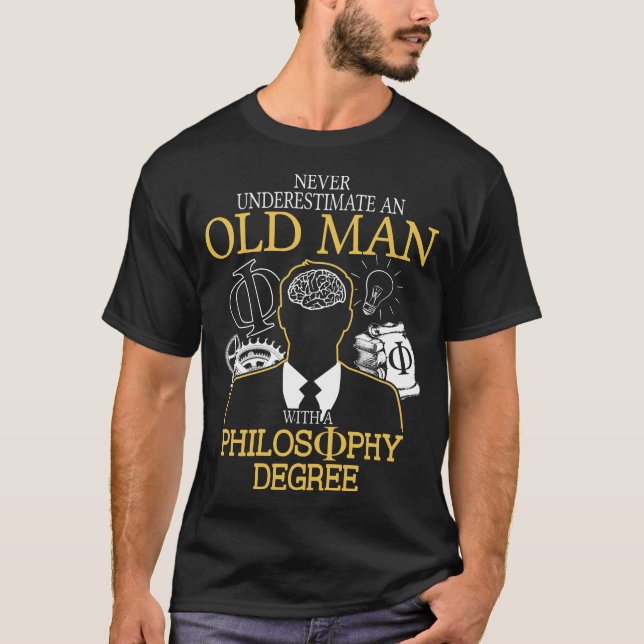 T-shirt Ne sous-estimez jamais un vieil homme avec la (Devant)
