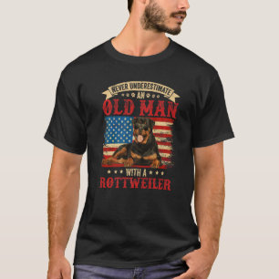 T-shirt Ne sous-estimez jamais un vieil homme avec un Rott