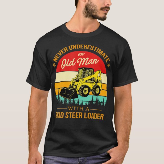 T-shirt Ne sous-estimez jamais un vieil homme avec un skid (Devant)