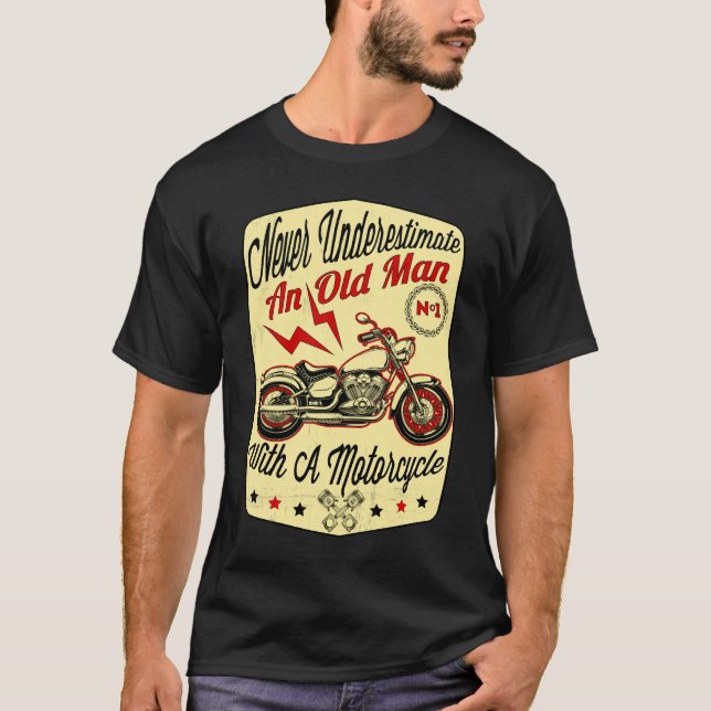 T-shirt Ne sous-estimez jamais un vieil homme avec une mot (Devant)