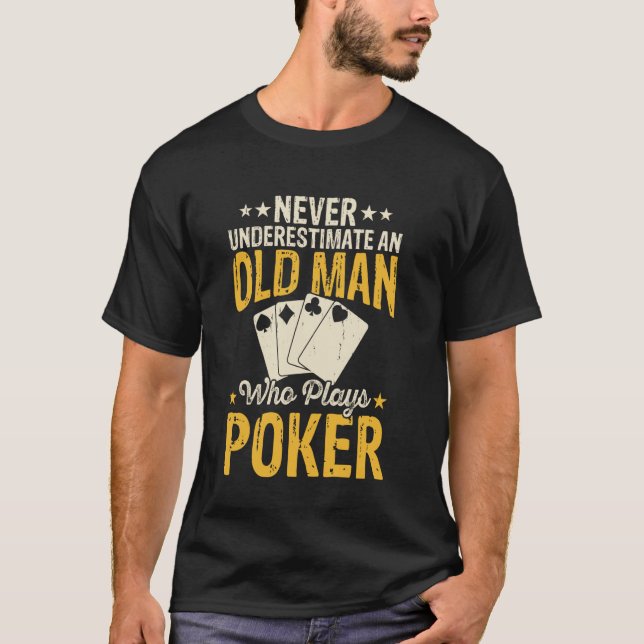 T-shirt Ne sous-estimez jamais un vieil homme qui joue au  (Devant)