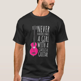 T-shirt Ne sous-estimez jamais une fille avec une guitare 