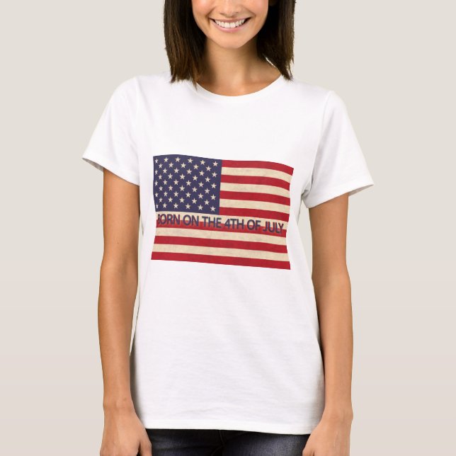 T-shirt Né Sur Le 4 juillet (Devant)