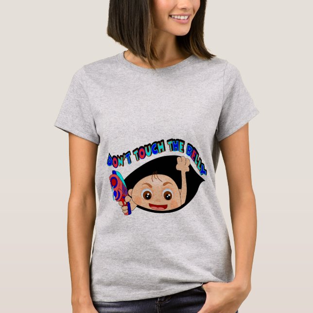 T-shirt Ne touchez pas le ventre. Garçon et neutre (Devant)