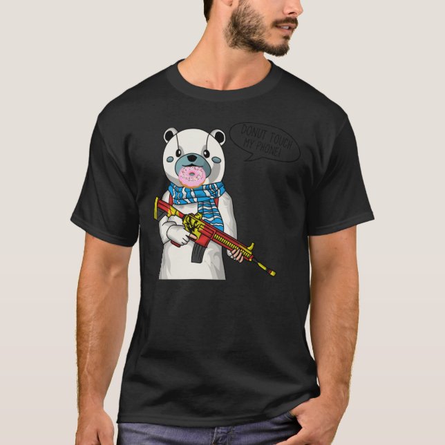 T-shirt Ne Touchez Pas Mon Panda Téléphone Avec Un T-Shir  (Devant)