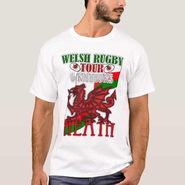 T-shirt Neath - rugby de Gallois 6 nations visite, dragon (Devant)