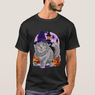 T-shirt Nebelung Cat Cute Halloween sorcier Citrouille