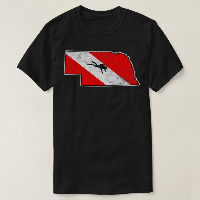 T-shirt Nebraska Drapeau Plongée Scuba State Map Dive Fla (Design devant)