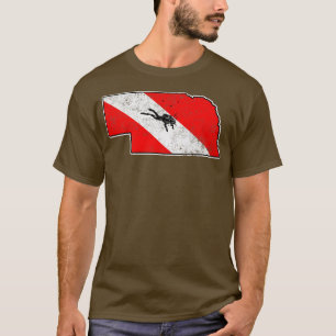 T-shirt Nebraska Drapeau Plongée Scuba State Map Dive Fla