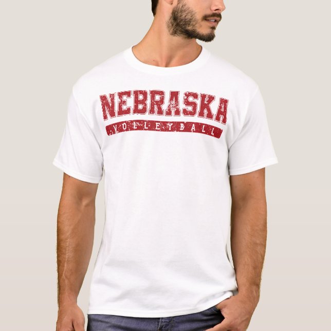 T-shirt Nebraska Volleyball Varsity Red Vintage Texte (Devant)