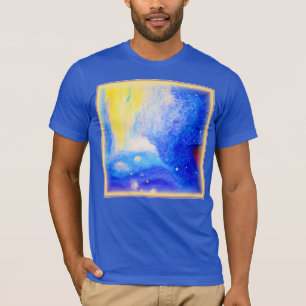 T-shirt Nebula Stars Bleu, Jaune et Lait Blanc. Commandez
