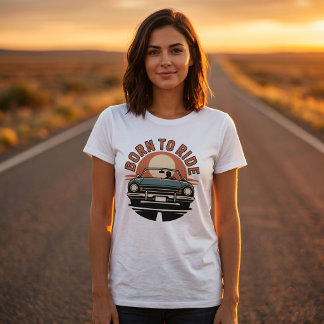 T-shirt Née pour conduire le Tee-shirt Vintage Car Sunset