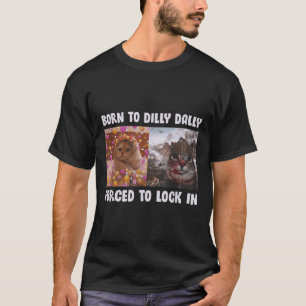T-shirt Née Pour Lambiner Forcée De S'enfermer Chat Drôle