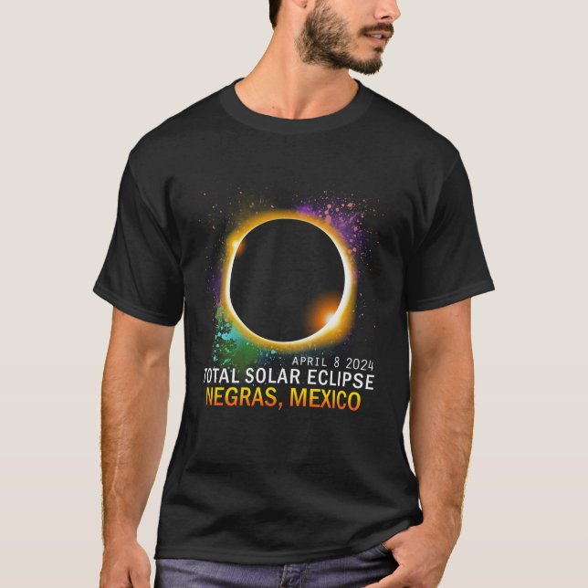 T-shirt Negras Mexique Total Éclipse solaire 2024 (Devant)