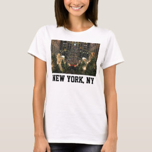 T-shirt Neige en baisse d'arbre central de Noël de NYC