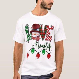 T-shirt Nene Snowman Love Nene Life Christmas Red Plaid
